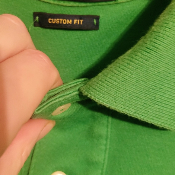 Green Ralph Lauren Classic Polo Shirt. With Fitted Sleeves. Size L custom fit - Picture 4 of 9